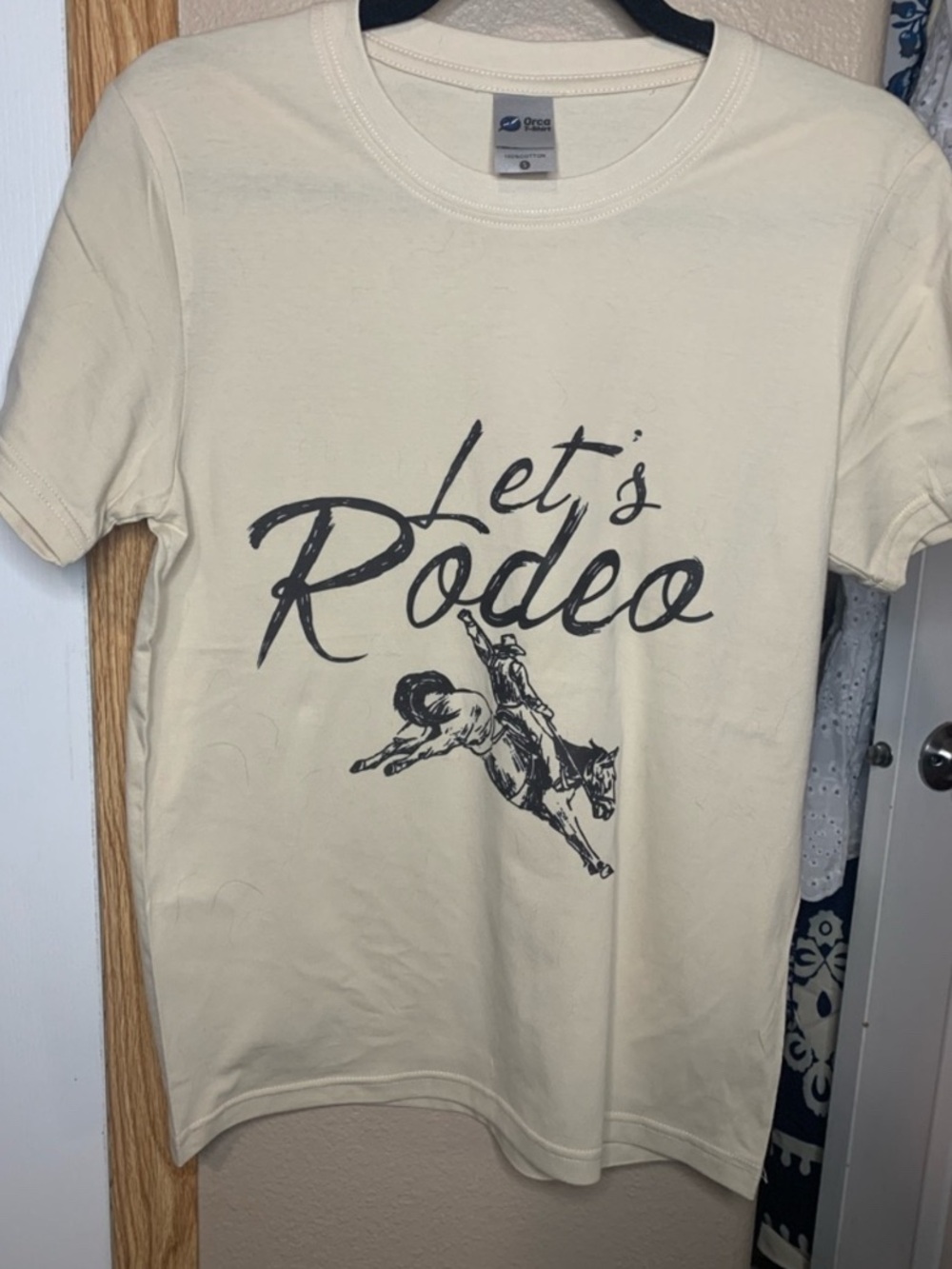 WESTERN Let's Rodeo Cream Graphic Print Tee Shirt